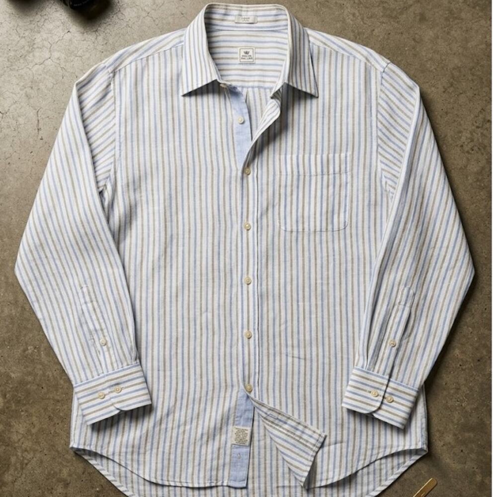 Peter Millar Mens Large 100% Linen Button Down Shirt Blue Resort Old Money - Picture 7 of 9